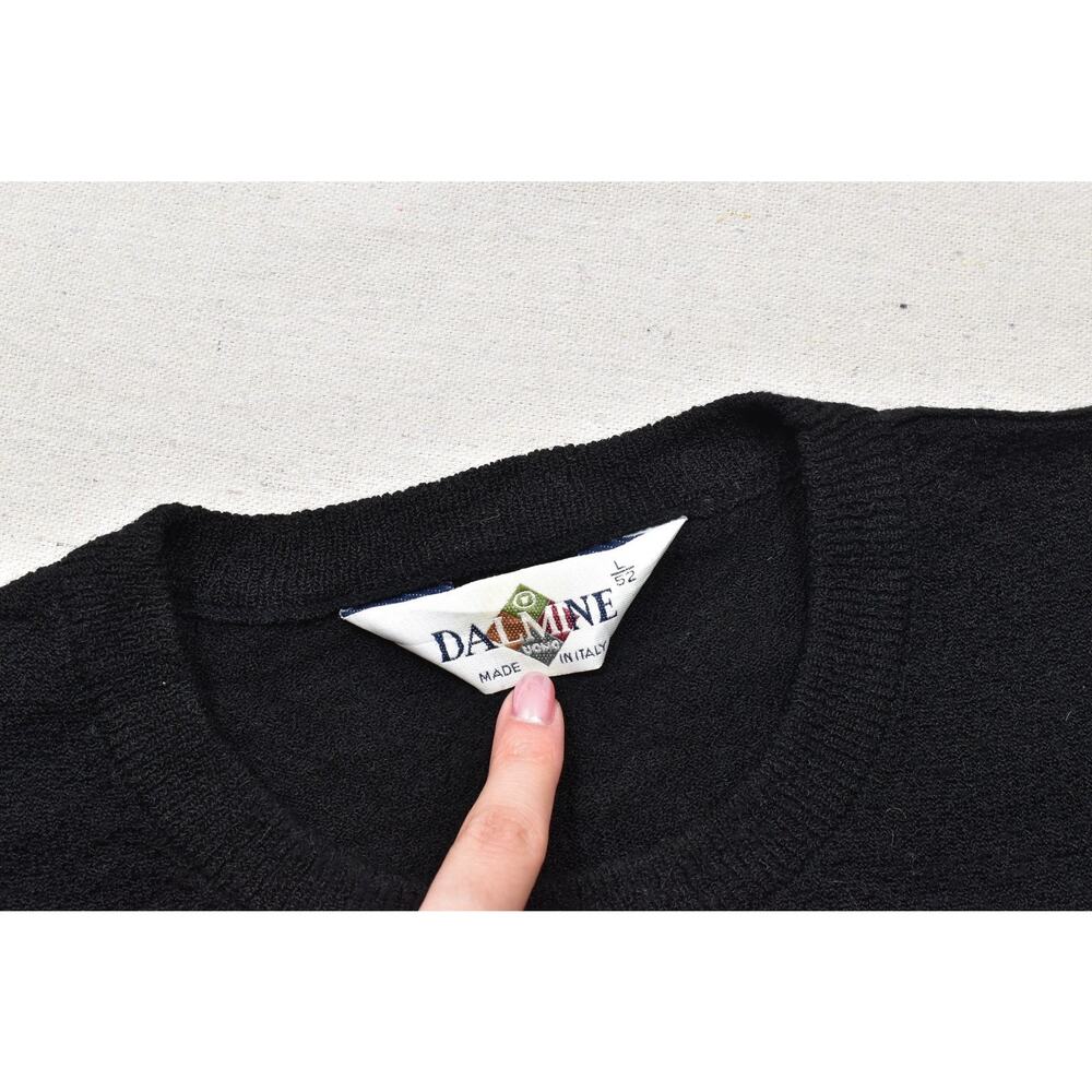 DALMINE Uomo Italy Black Pure New Wool Crewneck Sweater Men's Size L 52 - Picture 6 of 8